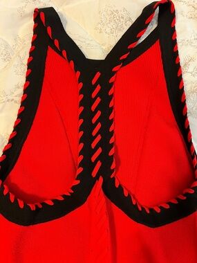 Rag & Bone Red Knit Racerback Tank with Black Detailed Trim